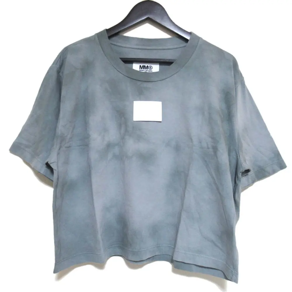 22SS MM6 エムエムシックス メゾンマルジェラ タイダイ クロップド 半袖 Tシャツ カットソー Mサイズ グレー