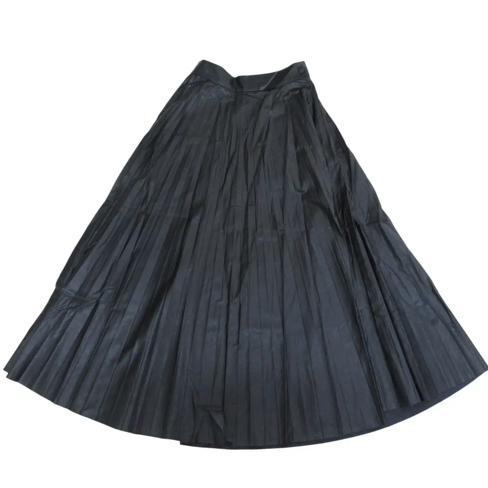 21AW MM6 エムエムシックス メゾンマルジェラ コーティング エコレザー ロング プリーツスカート 36 ブラック
