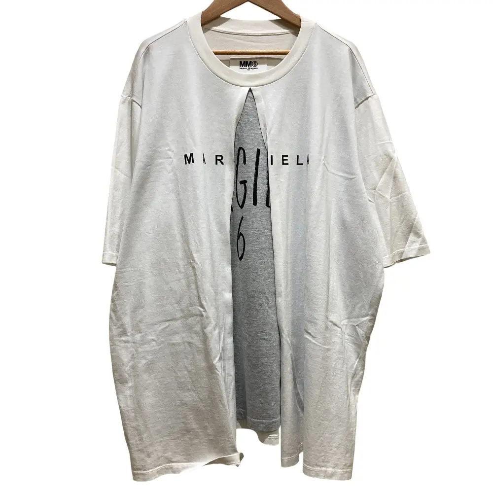 22SS MM6 Maison Margiela エムエムシックス メゾンマルジェラ ロゴプリント レイヤードカットソー S52GC0239 Mサイズ ホワイト