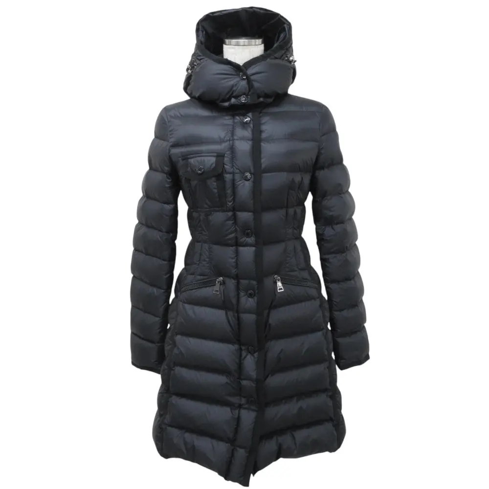 MONCLER モンクレール HERMINE エルミンヌ ロゴワッペン ナイロン ダウンコート ロングダウンジャケット 00 ネイビー