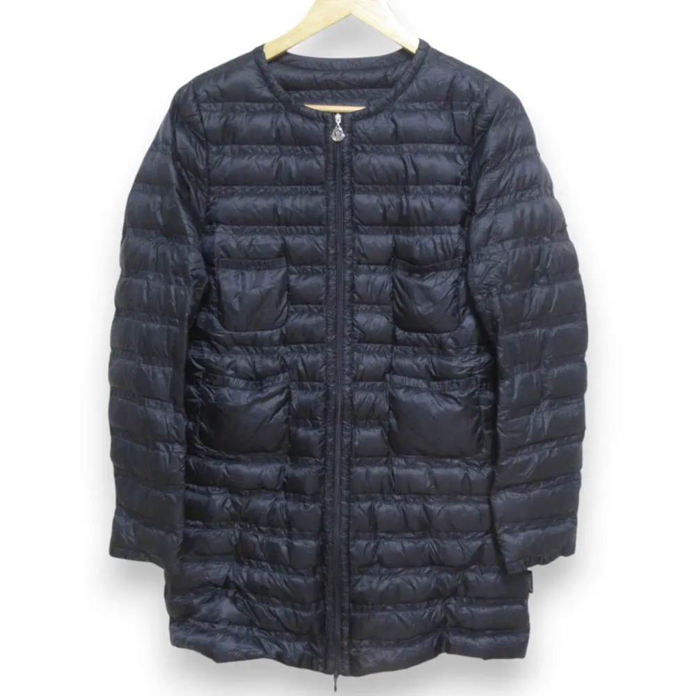 MONCLER モンクレール LAVINIA ラヴィニア ノーカラー 軽量 ライトダウン パッカブル コート 310934930594 サイズ1 ネイビー