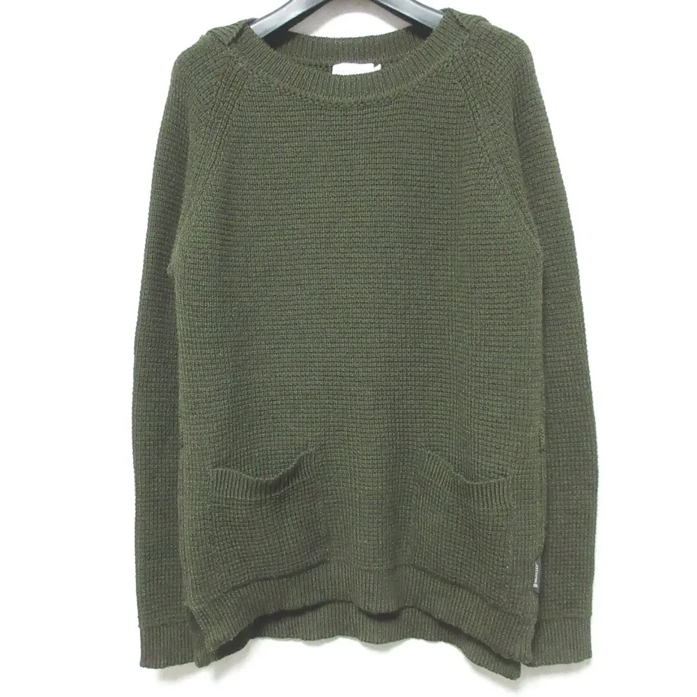 MONCLER モンクレール フロントポケット ロングスリーブ ラグラン ニット プルオーバー セーター S カーキ