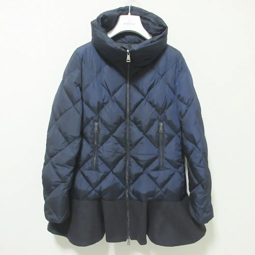 MONCLER モンクレール VOUGLANS ブーラン フリル キルティングダウンコート サイズ0 ネイビー