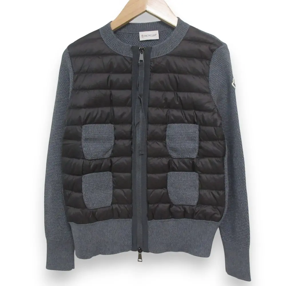 MONCLER モンクレール MAGLIONE TRICOT ALLA COREANA ニットダウンコンビ ノーカラージャケット C20939474800 XS グレー