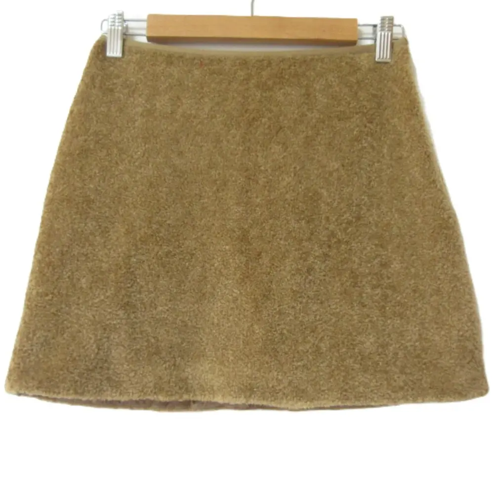 24AW MONCLER モンクレール GONNA ロゴワッペン ボアフリース ミニスカート サイズ38 キャメル