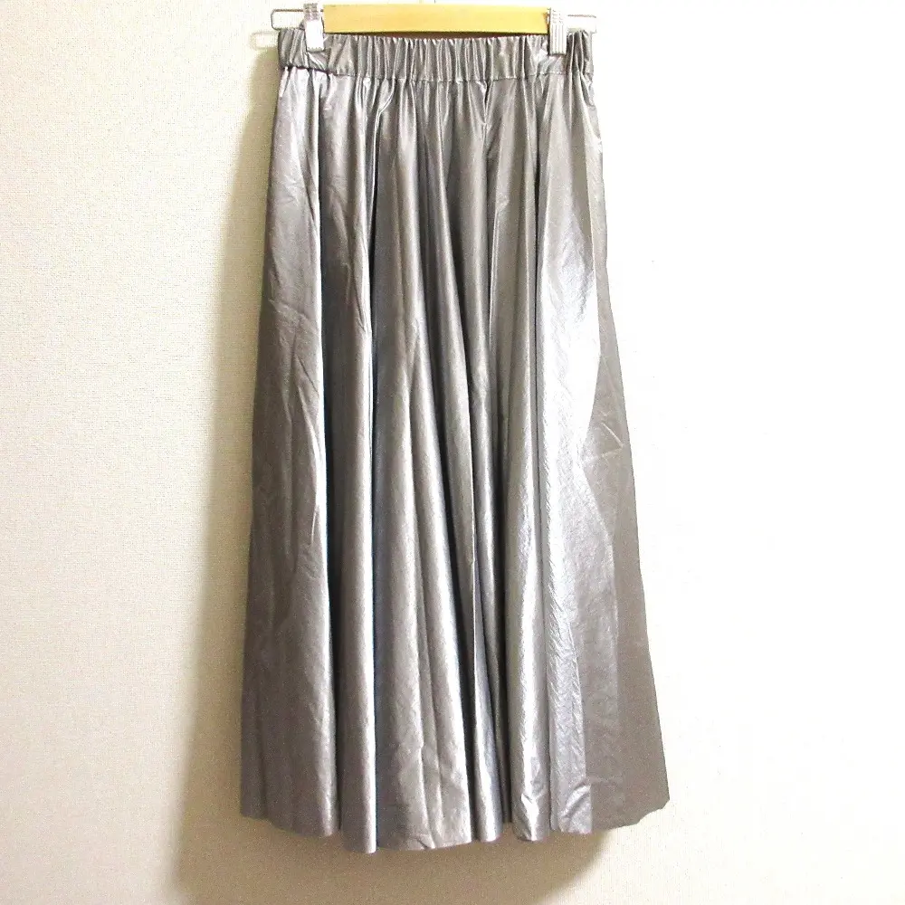 MONCLER モンクレール GONNA ナイロンギャザー イージーロングスカート サイズ40 シルバー