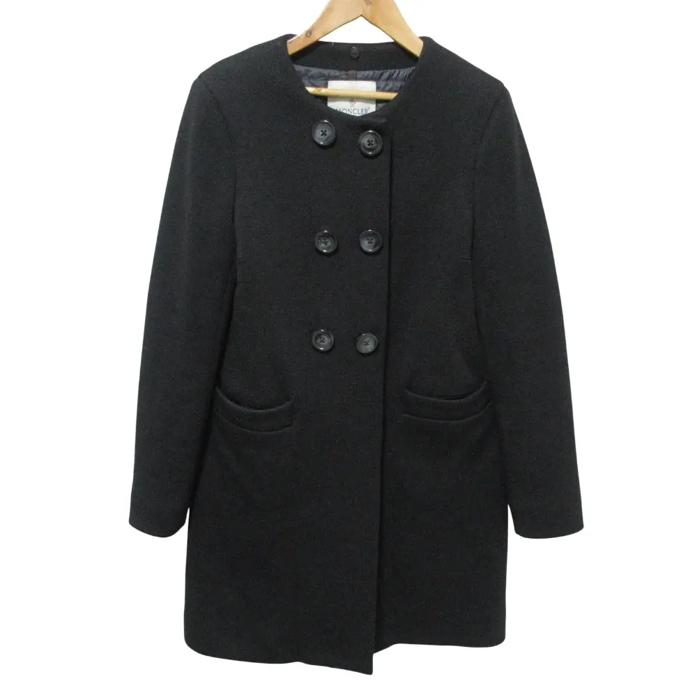 MONCLER モンクレール NOISETTE ノーカラー ダブル ダウンコート 1 ブラック
