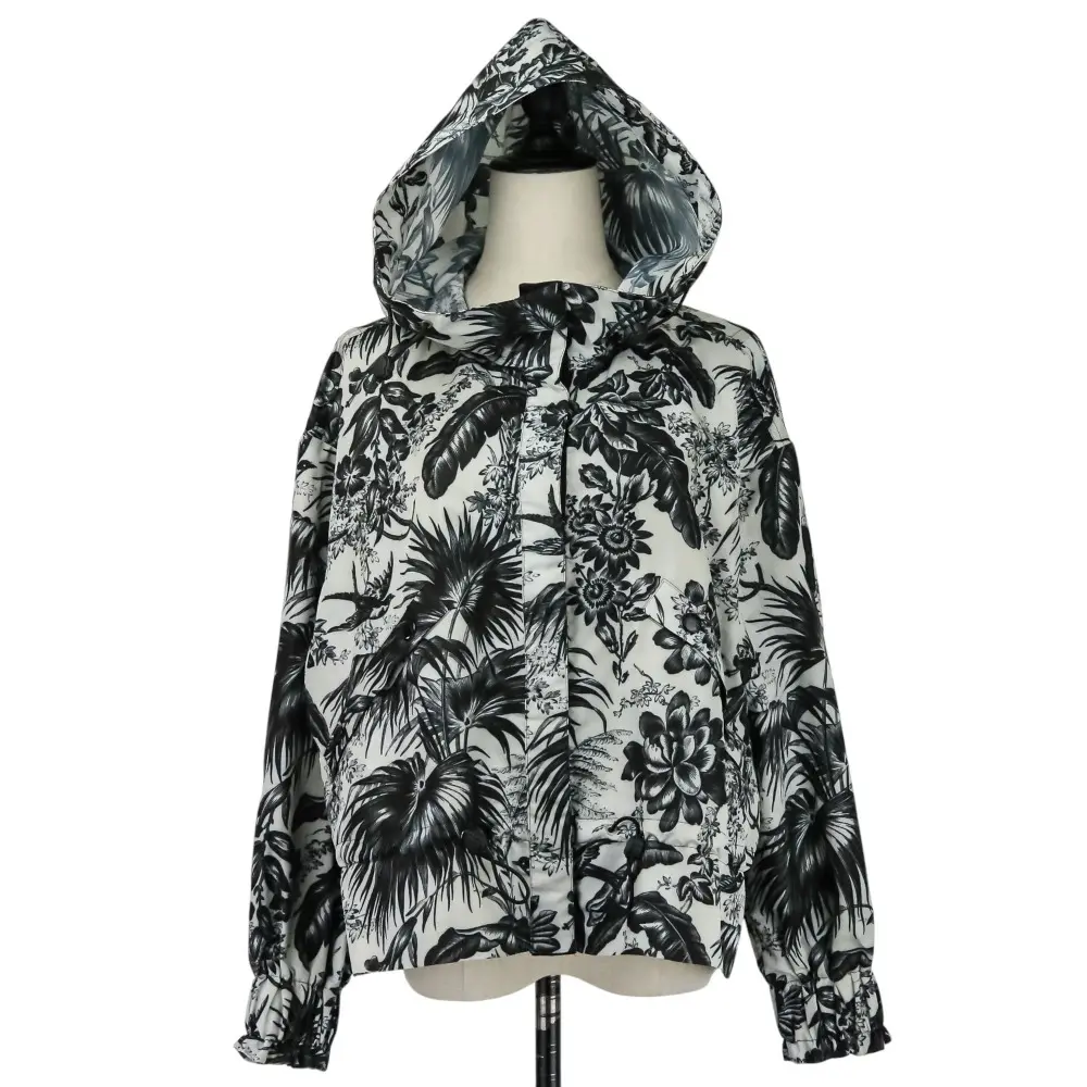 MONCLER モンクレール ALBIREO ボタニカル ナイロンパーカー ジャケット サイズ0 ホワイト ブラック