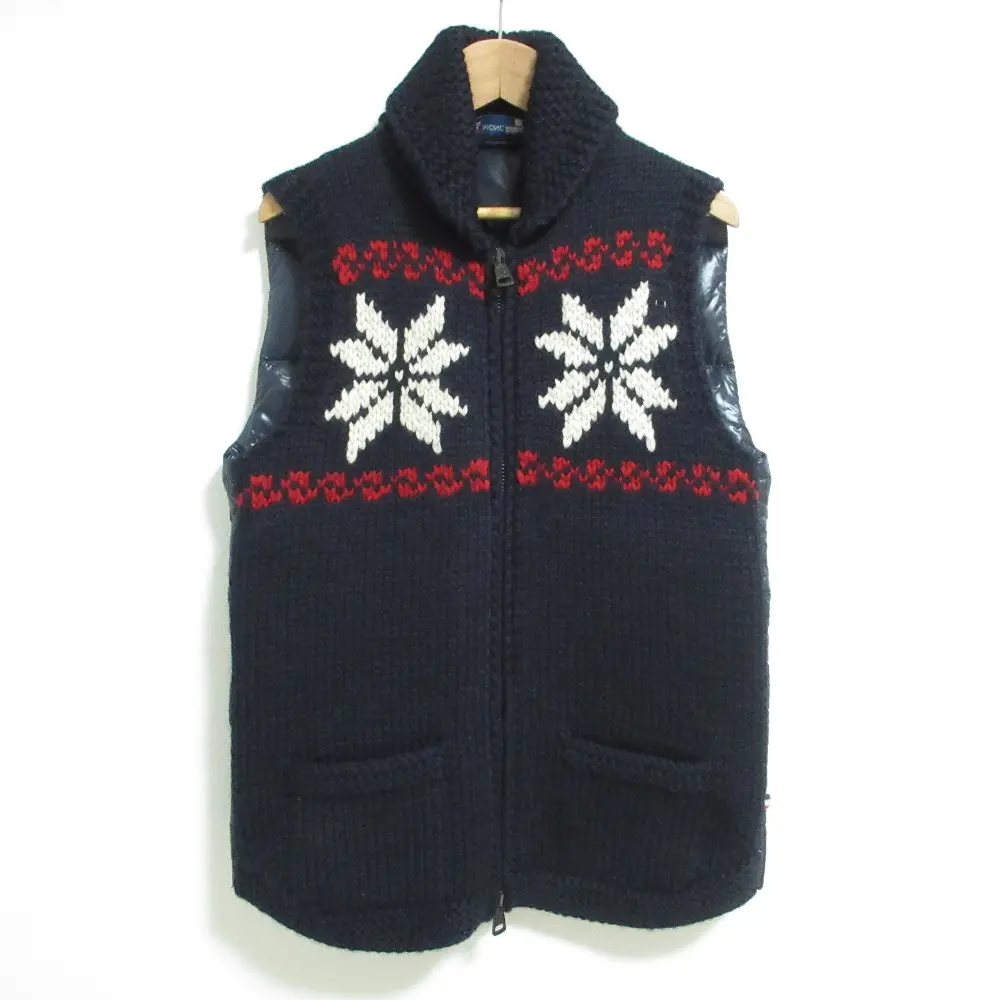 MONCLER モンクレール MAGLIONE TRICOT GILET カウチン ニット ダウンベスト S ネイビー