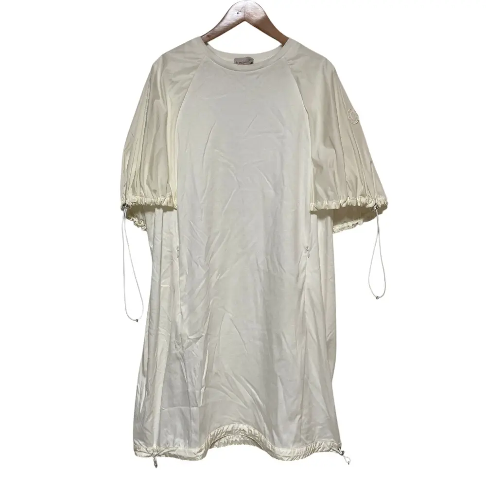 MONCLER モンクレール ドロストリング 異素材切替 半袖ワンピース SS DRESSH10938I00006 809CR サイズXS  ホワイト