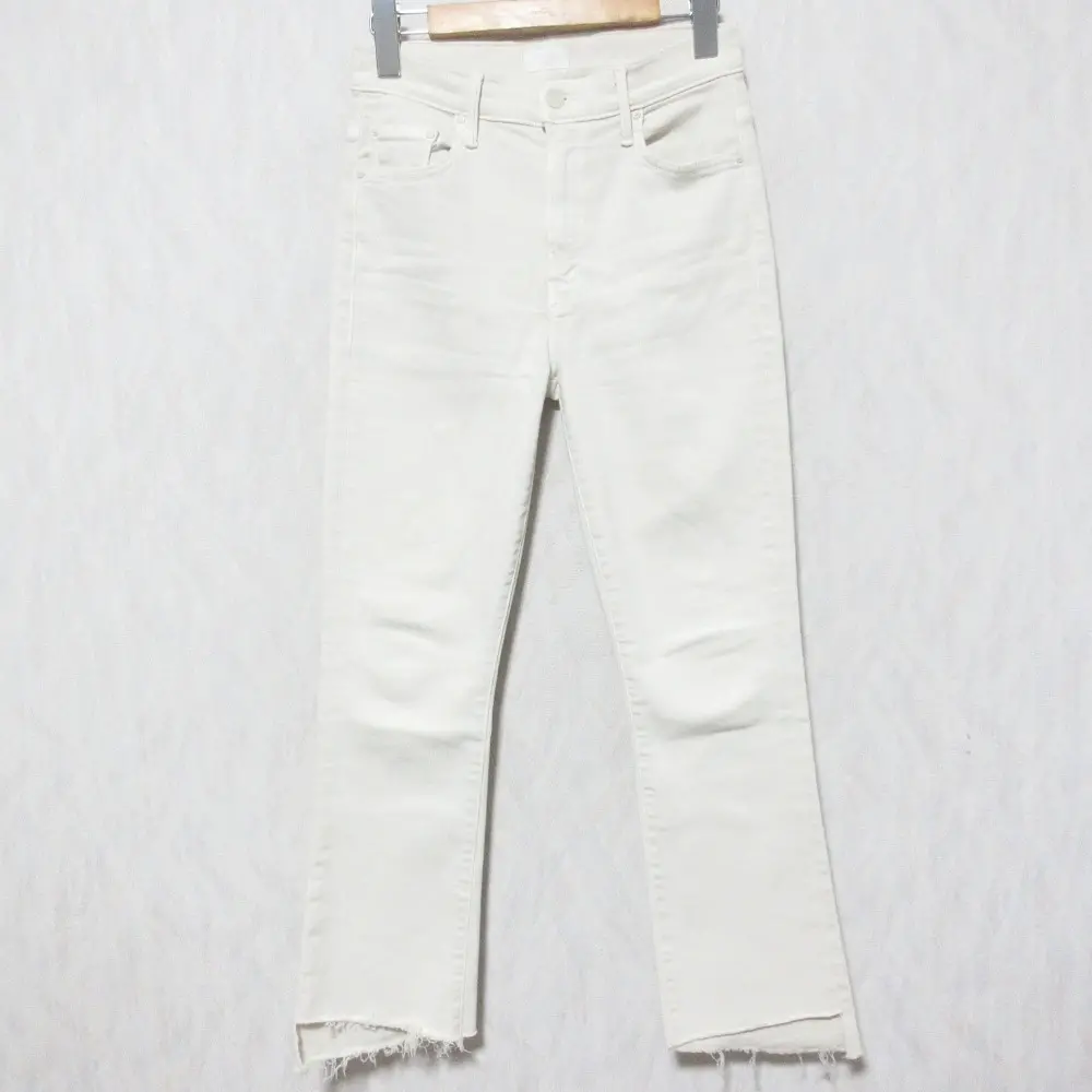 21AW MOTHER マザー THE INSIDER CROP STEP FRAY ストレッチ ツイルパンツ デニムパンツ 3410600339 26 オフホワイト