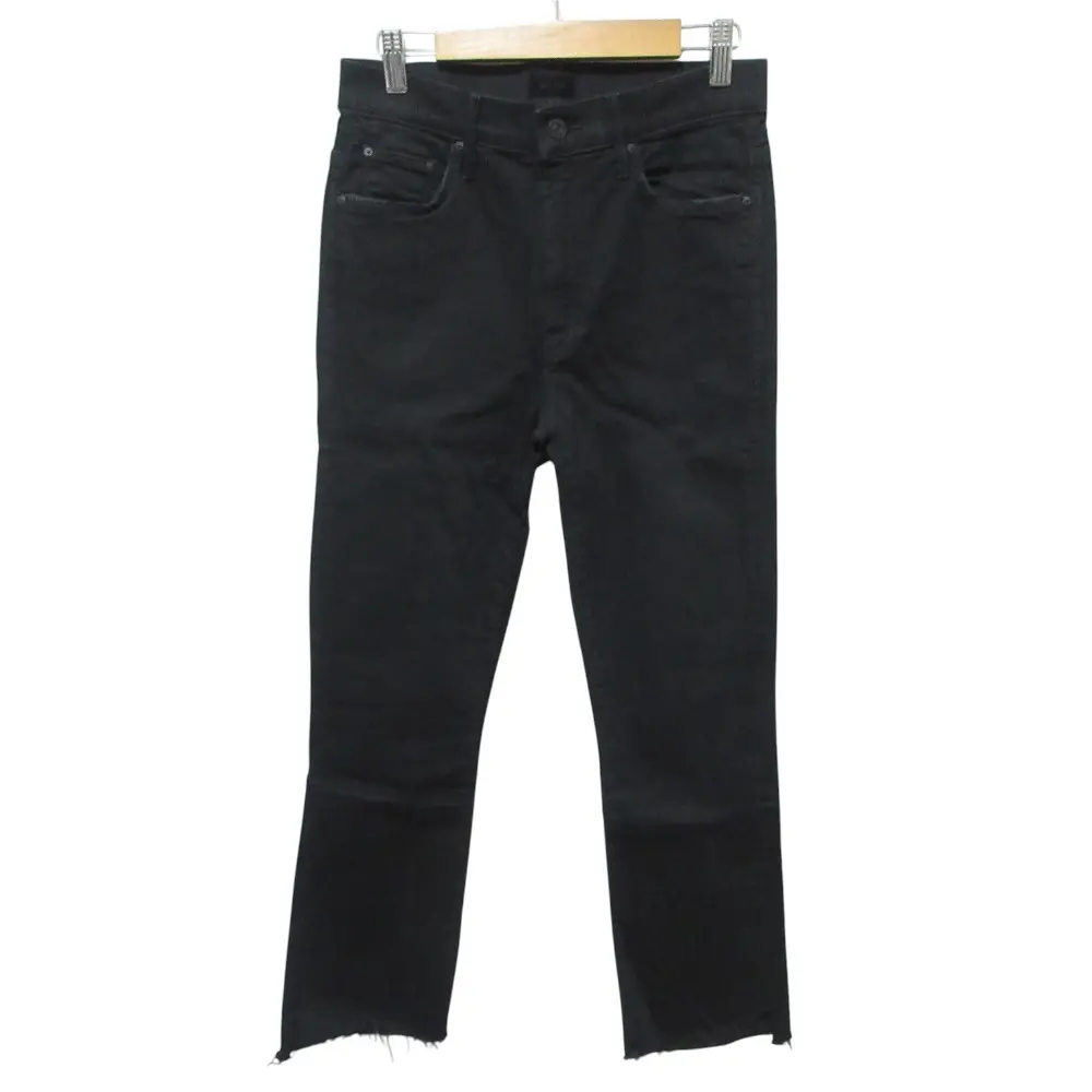 MOTHER マザー THE INSIDER CROP STEP FRAY カットオフ ストレッチ デニムパンツ ジーンズ W28 ブラック