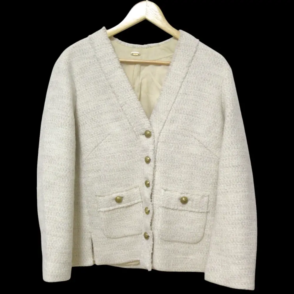 22AW MUSE de Deuxieme Classe ミューズ ドゥーズィーエムクラス TWEED カーディガンジャケット ホワイト系