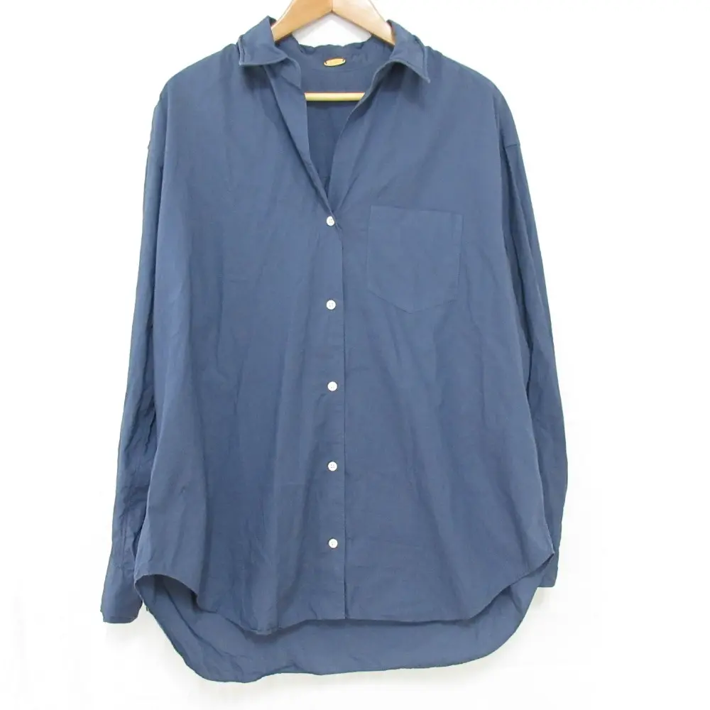 23SS MUSE de Deuxieme Classe ミューズドゥドゥーズィエムクラス COTTON WASH シャツ スキッパー ワイドブラウス F ネイビー