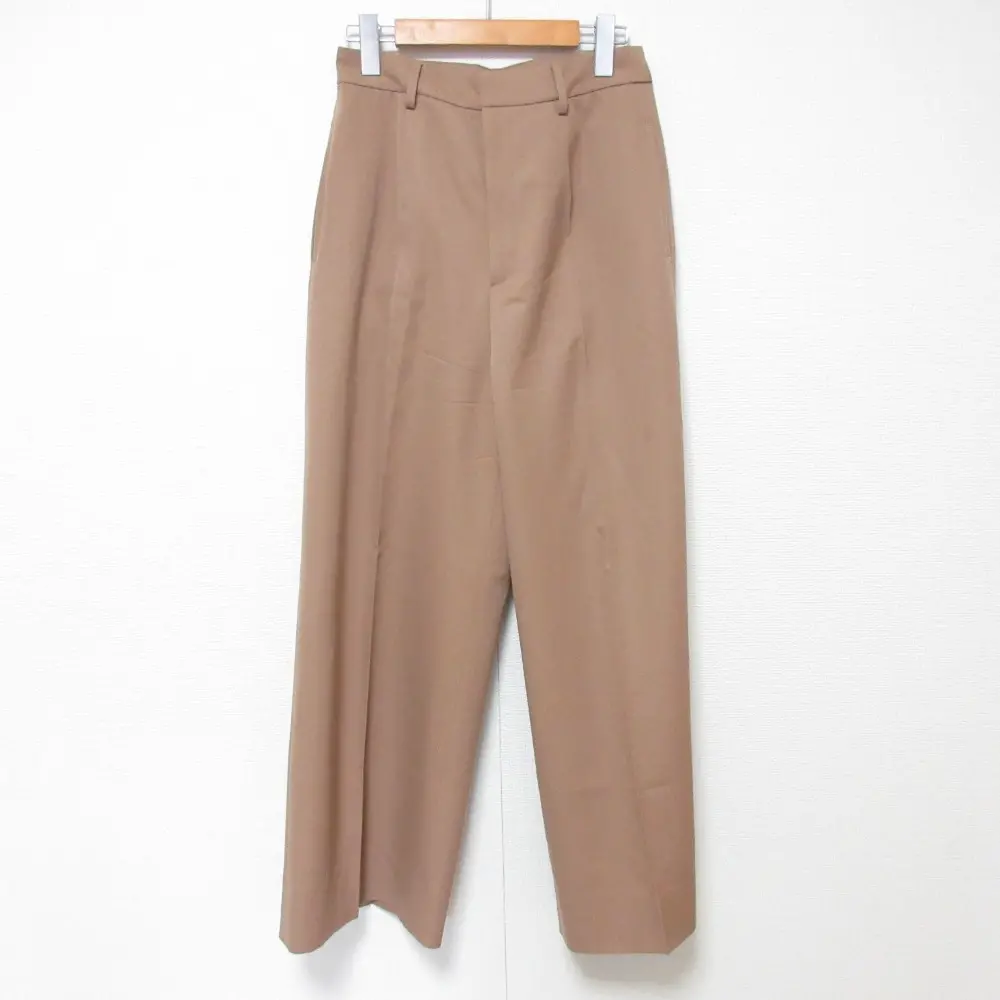 24AW MUSE de Deuxieme Classe ミューズドゥーズィエムクラス GABARDINE ワイドパンツ サイズ36 キャメル