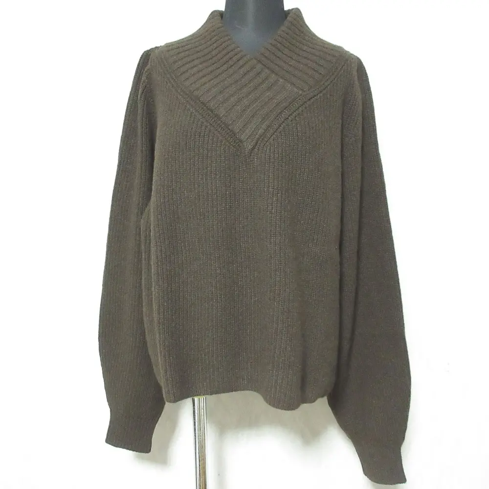 23AW MUSE de Deuxieme Classe ミューズ OLBIA アゼVネック プルオーバー ニット セーター 23080500412030 ブラウン
