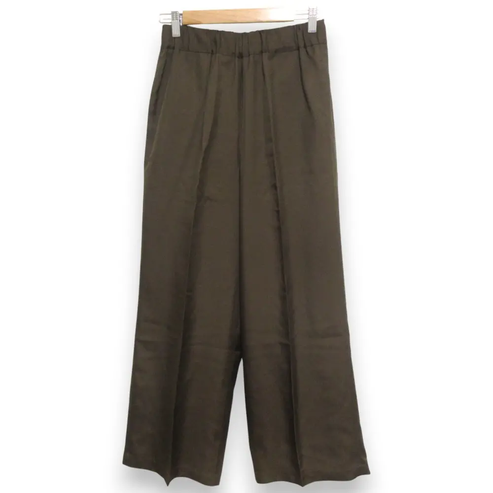 23AW MUSE de Deuxieme Classe ミューズ ドゥーズィエムクラス Silk Looker シルク100％ イージーワイドパンツ Sサイズ ブラウン