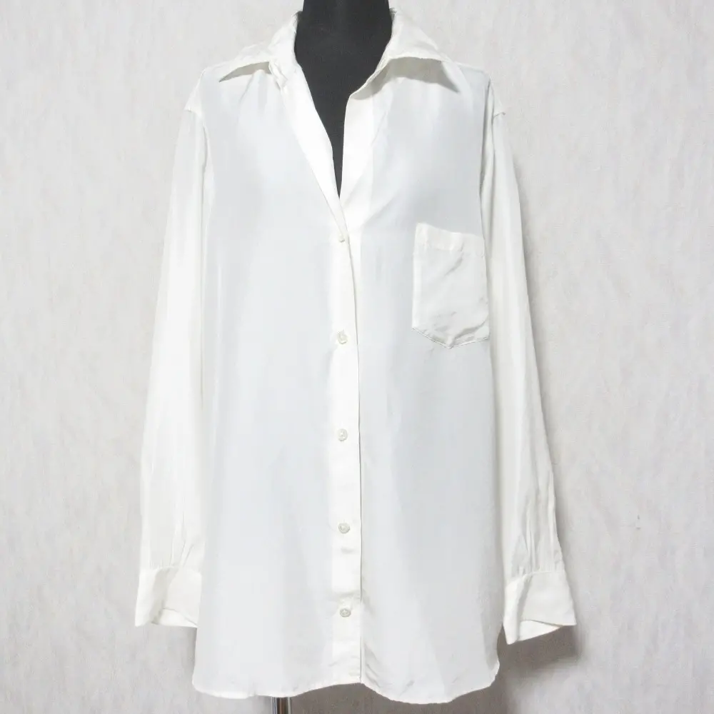 23SS MUSE de Deuxieme Classe ミューズドゥドゥーズィエムクラス silk wash shirt 長袖 ワイヤーカラー シャツ F オフホワイト