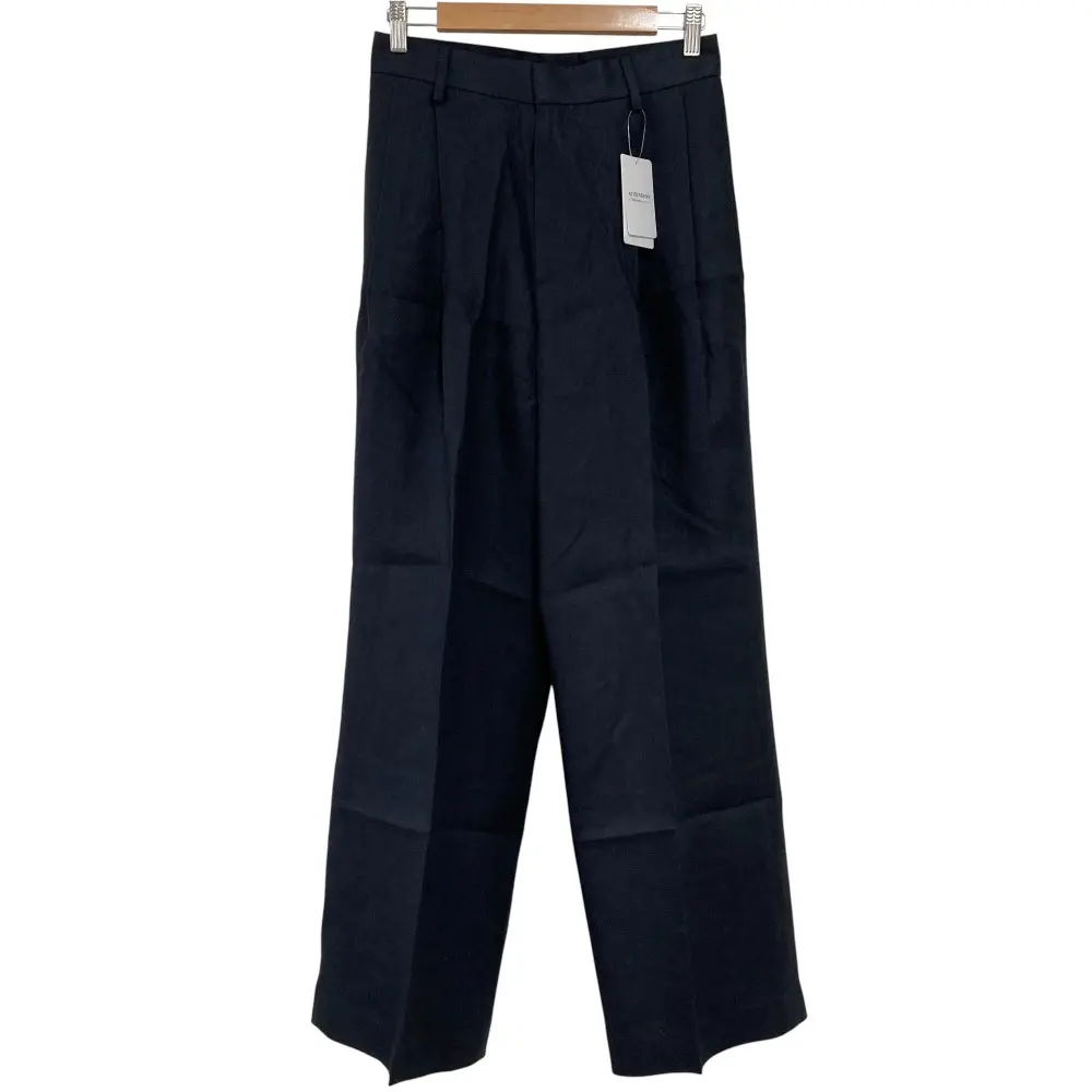 25SS MUSE de deuxieme classe ミューズドゥーズィエムクラス OGLINEN タックパンツ サイズ36 ネイビー