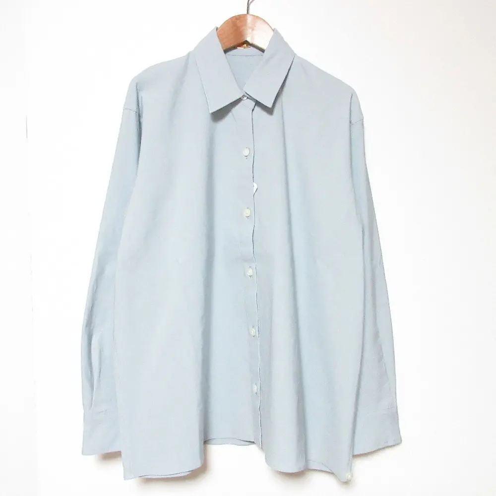 25SS MUSE de DEUXIEME CLASSE ミューズドゥドゥーズィエムクラス STRETCH TWILL CACHE シャツ 長袖 ブラウス F ブルー 