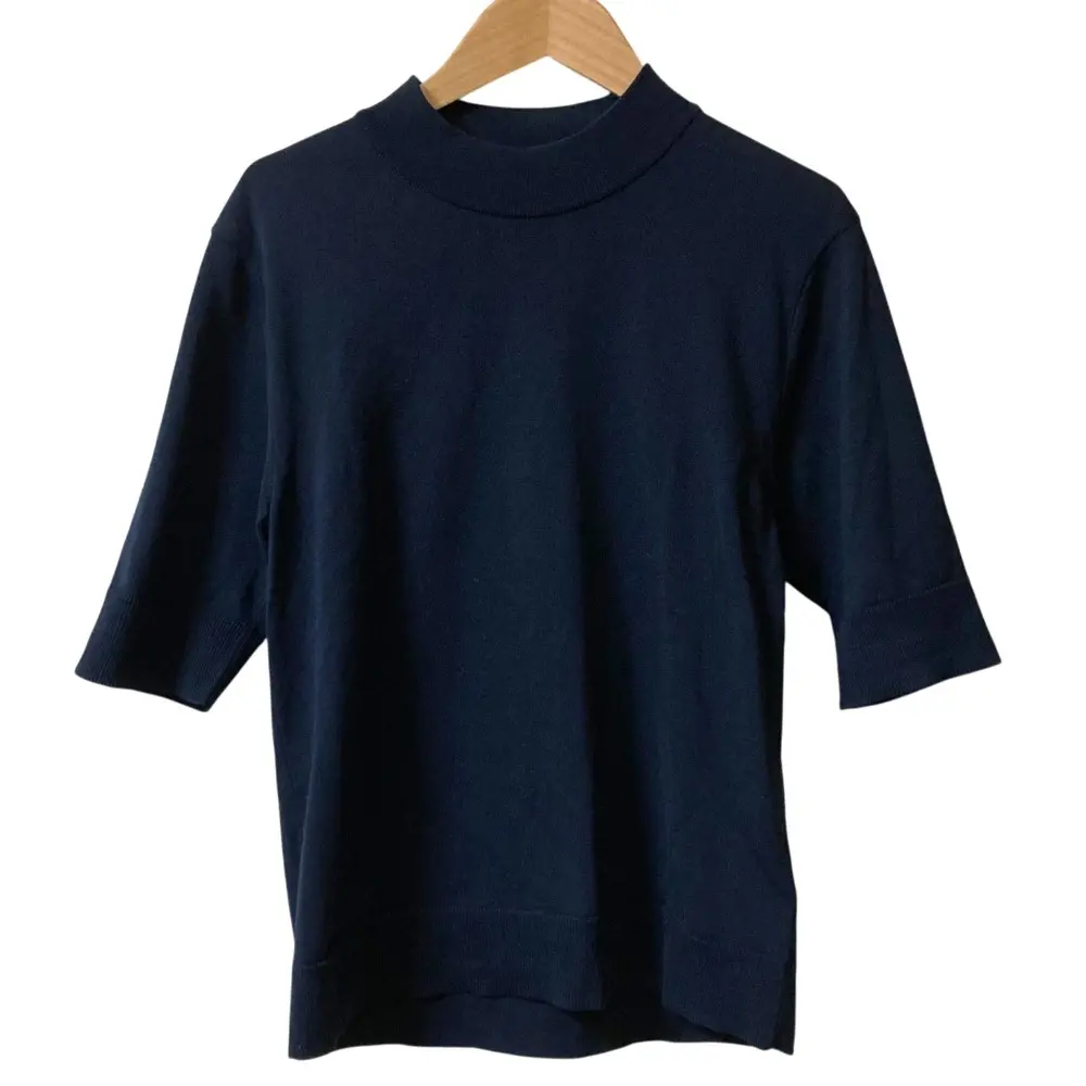 24SS MUSE de Deuxieme Classe ミューズドゥーズィエムクラス MUSE FF Future プルオーバー ハイネック ニット 38 ネイビー