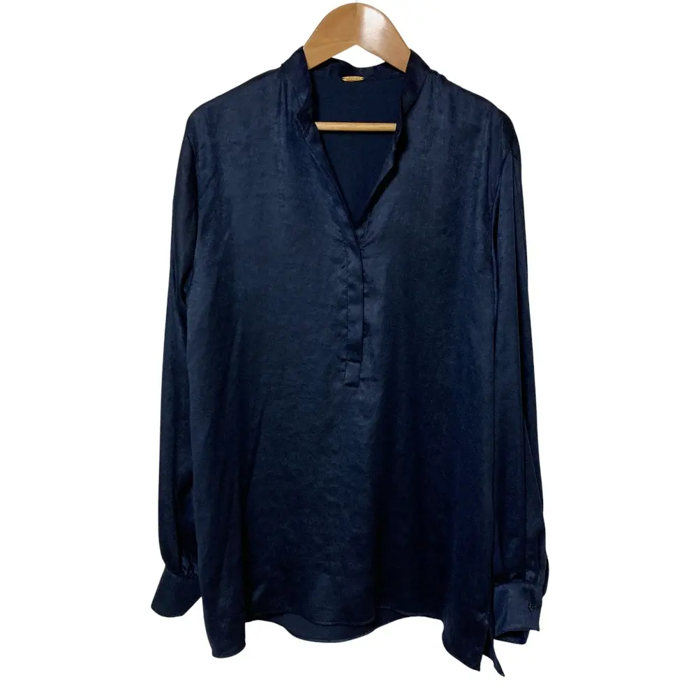 22AW MUSE de Deuxieme Class ミューズ ドゥーズィエムクラス SATIN HENRY とろみ ブラウス 22051500402030 ネイビー