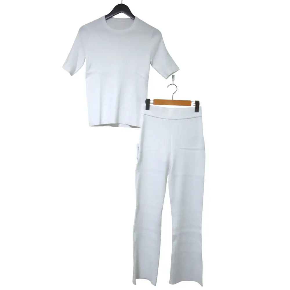 25AW MUSE de Deuxieme Classe ミューズ ドゥーズィエムクラス Diner B RIB ニットカットソー+パンツ セットアップ ホワイト