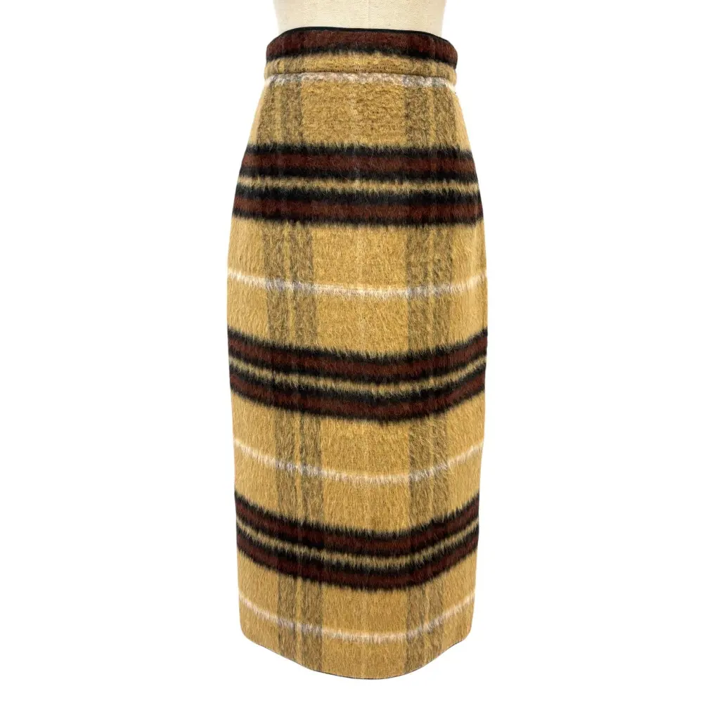 N21 ヌメロヴェントゥーノ ダブルジップ チェック ロングスカートサイズ40 ベージュ