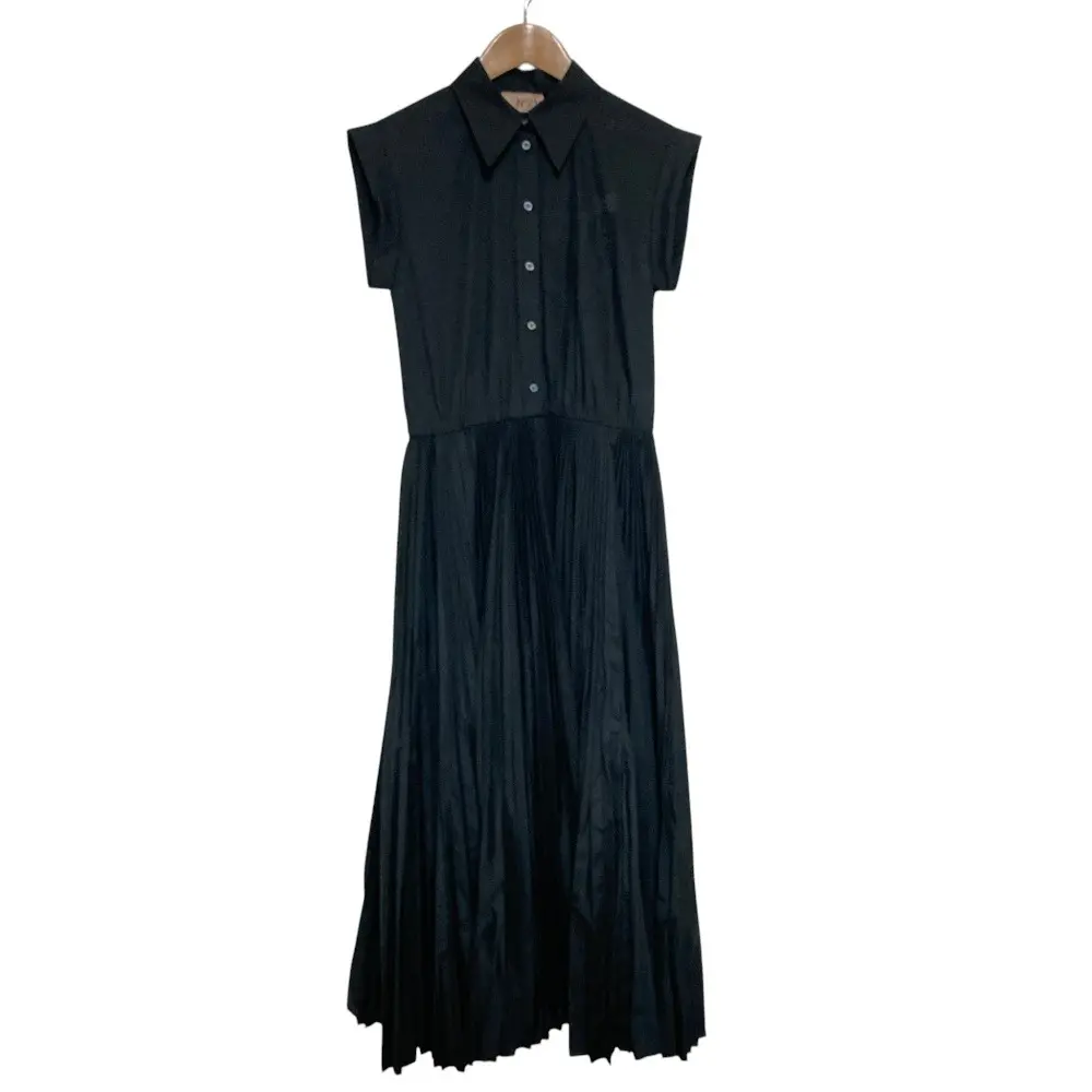 24AW N°21 ヌメロヴェントゥーノ ショートスリーブ プリーツシャツドレス ワンピース P24IN2C H0310157 サイズ38 ブラック 