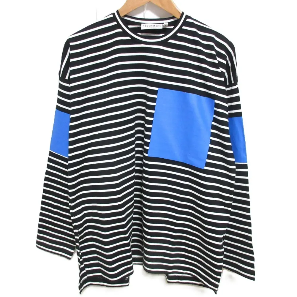 24AW nagonstans ナゴンスタンス 長袖 クルーネック oversize longsleeves tshirt Tシャツ カットソー M ブラック×ブルー