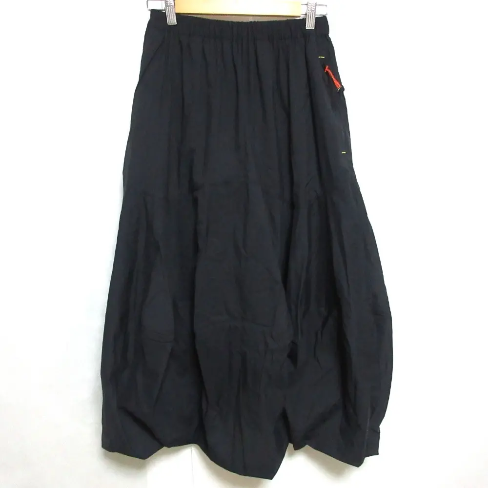 24SS nagonstans ナゴンスタンス Light ripstop Solid マキシ丈 イージーウエスト ヘムスカート 470HS431-0830 M ブラック