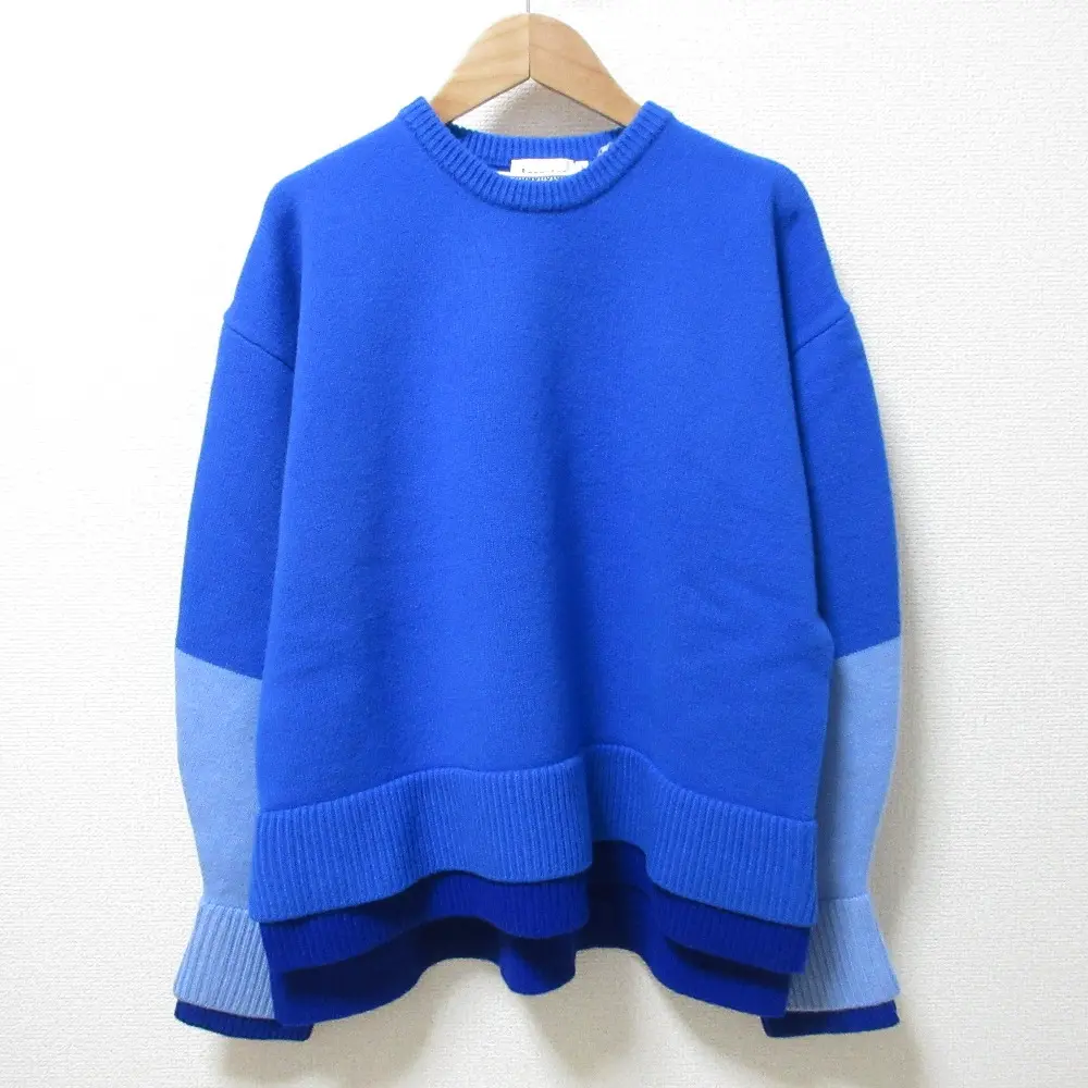 24AW nagonstans ナゴンスタンス cuffs layered knit pullover 長袖 プルオーバーニット セーター 470HA870-0041 M water ブルー系