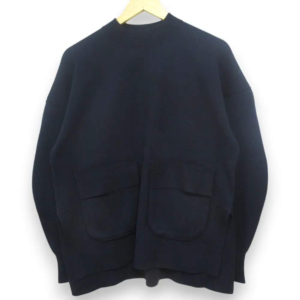24AW nagonstans ナゴンスタンス big pocket pullover ビックポケット プルオーバー 長袖 ニット カットソー Mサイズ ネイビー