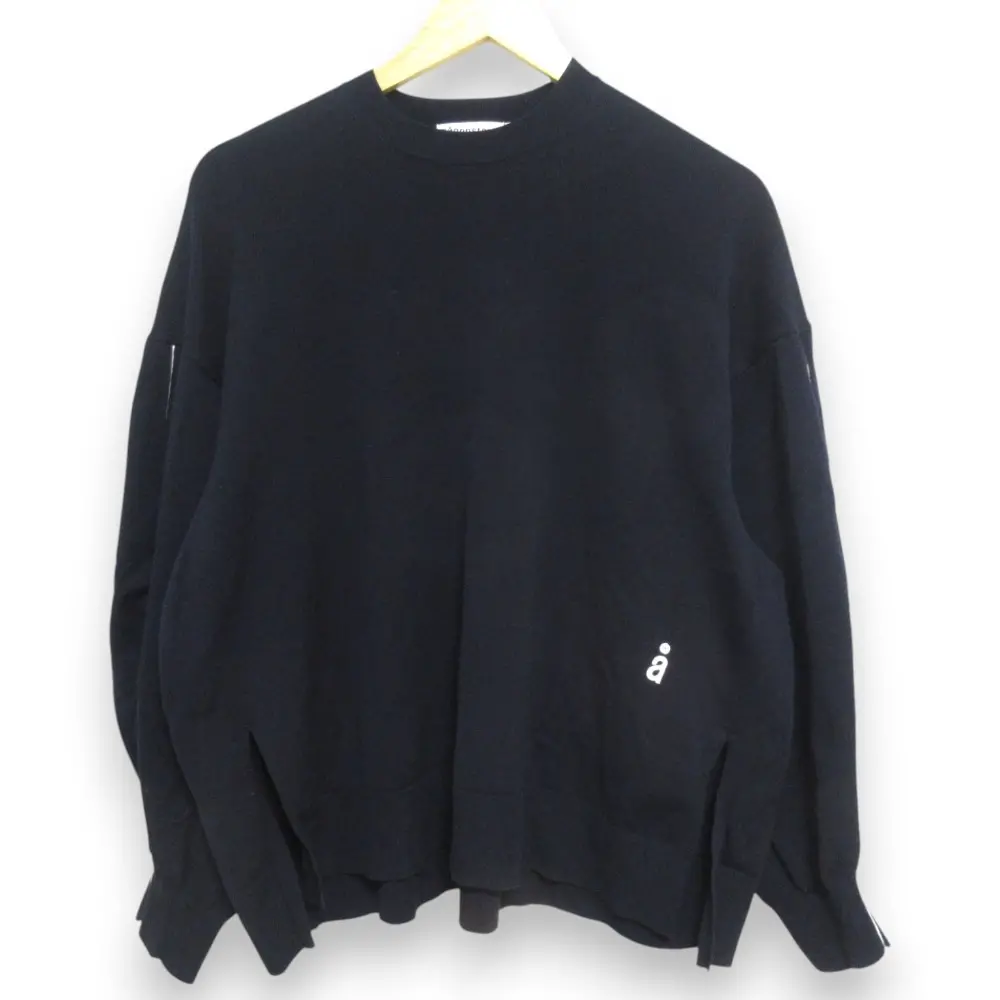 23SS nagonstans ナゴンスタンス square sleeves pullover ロゴ ニット セーター カットソー 470GS470-1050 M ダークネイビー