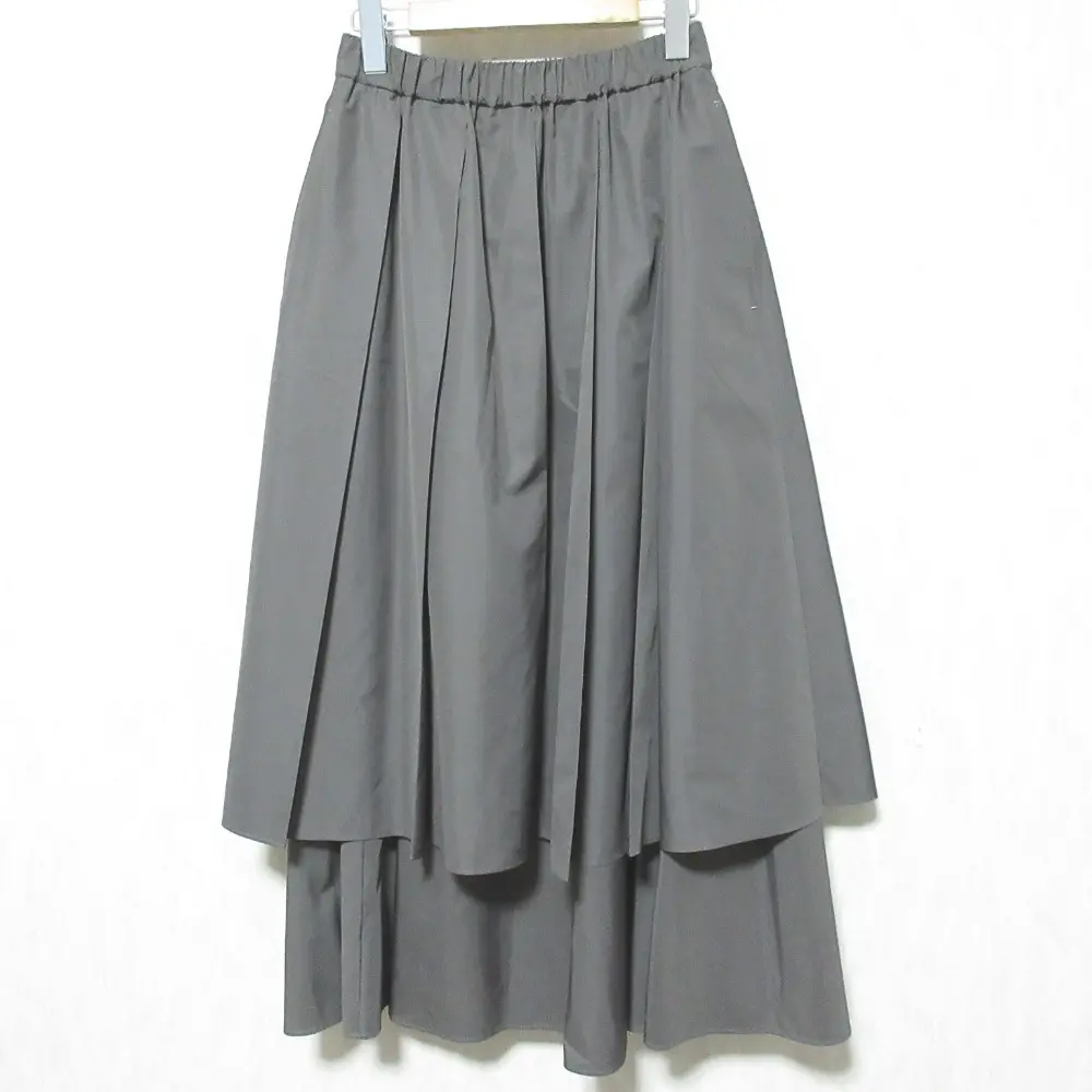 23SS nagonstans ナゴンスタンス レイヤード ティアード イージー フレア ロングスカート 470GS831-0100 M ブラウン系