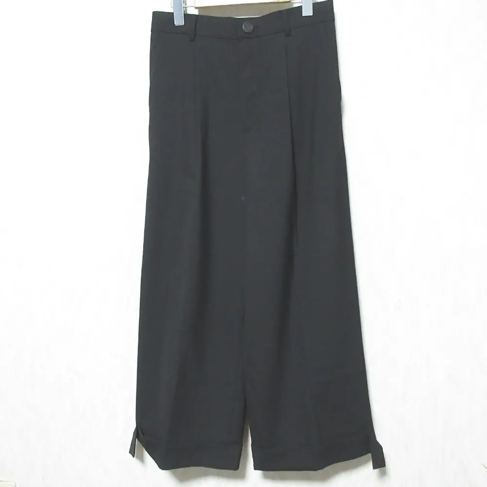 21SS nagonstans ナゴンスタンス サマーウールヘムベルトトラウザーパンツ 470ES831-0410 38 ブラック