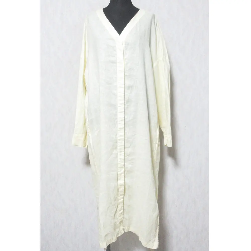 nagonstans ナゴンスタンス フレンチリネン 2WAY Vネックカーディガン ロングワンピース 470CS230-5830 38 アイボリー