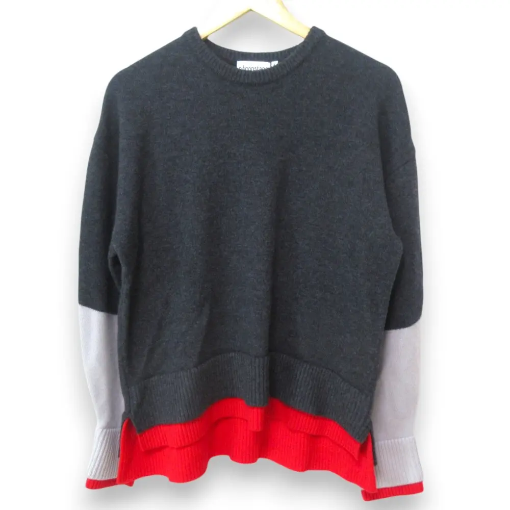 24AW nagonstans ナゴンスタンス cuffs layered knit pullover ウール 長袖 ニット セーター カットソー M グレー レッド
