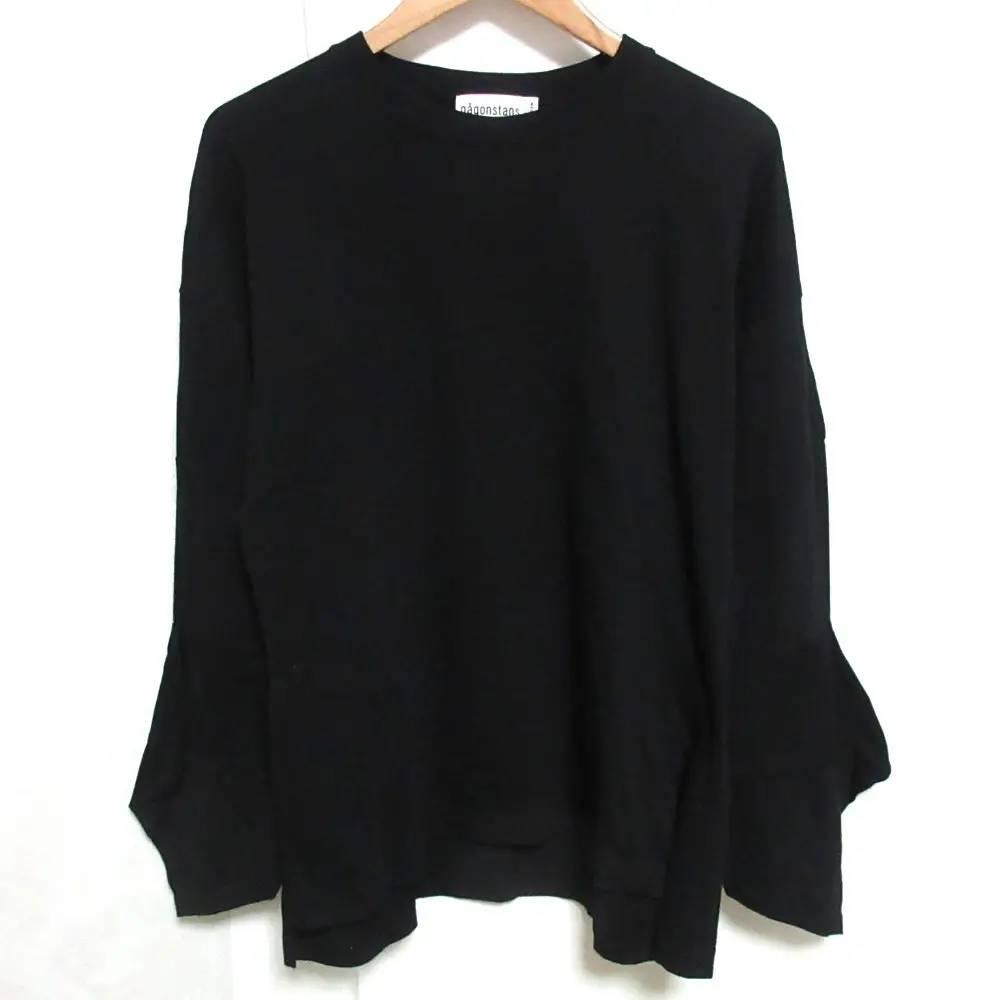 23AW nagonstans ナゴンスタンス panel long sleeves テールカット クルーネック 長袖 カットソー 470GA880-1850 M ブラック