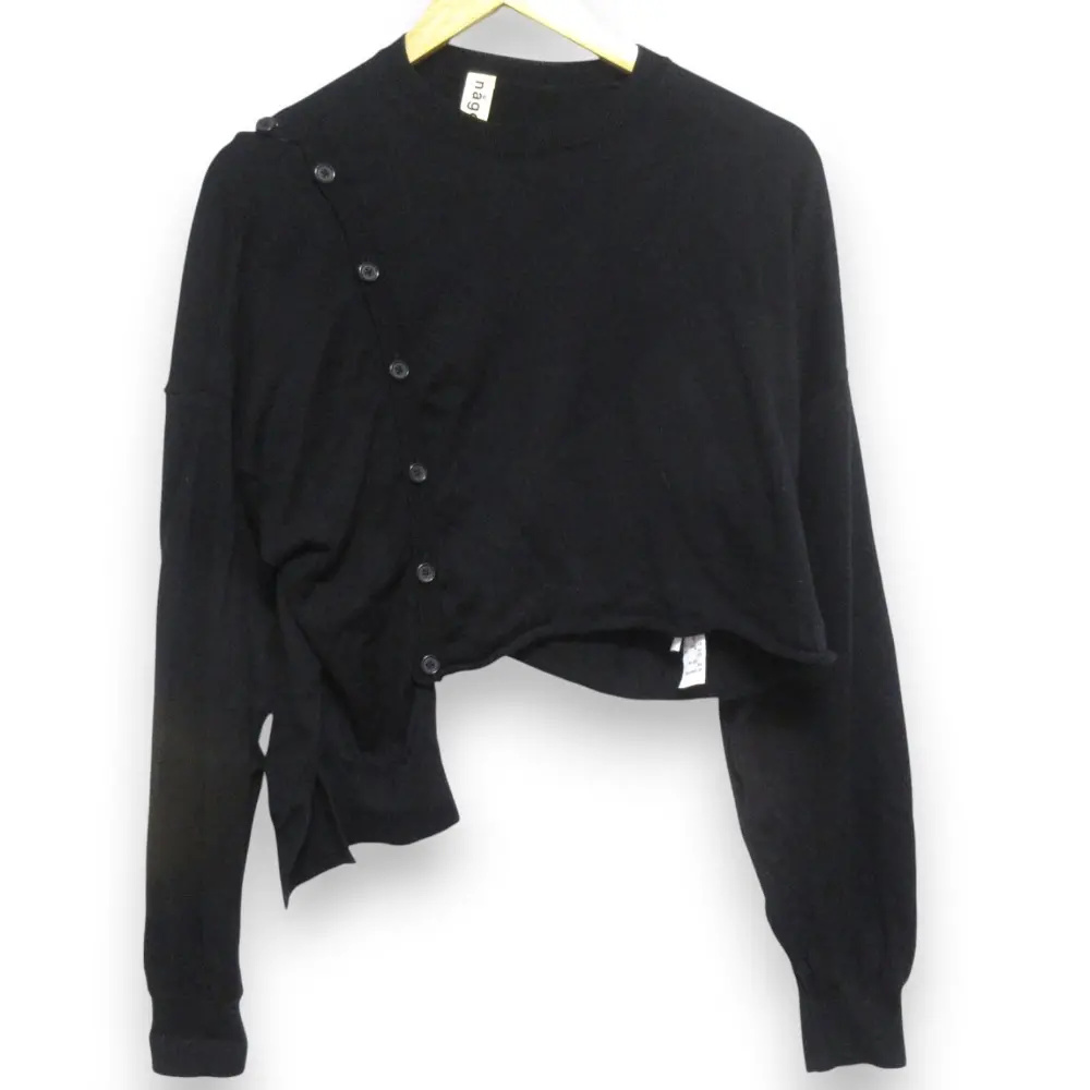 nagonstans ナゴンスタンス GIZA Cotton Variationニット 変形 長袖 カーディガン サイズ38 ブラック