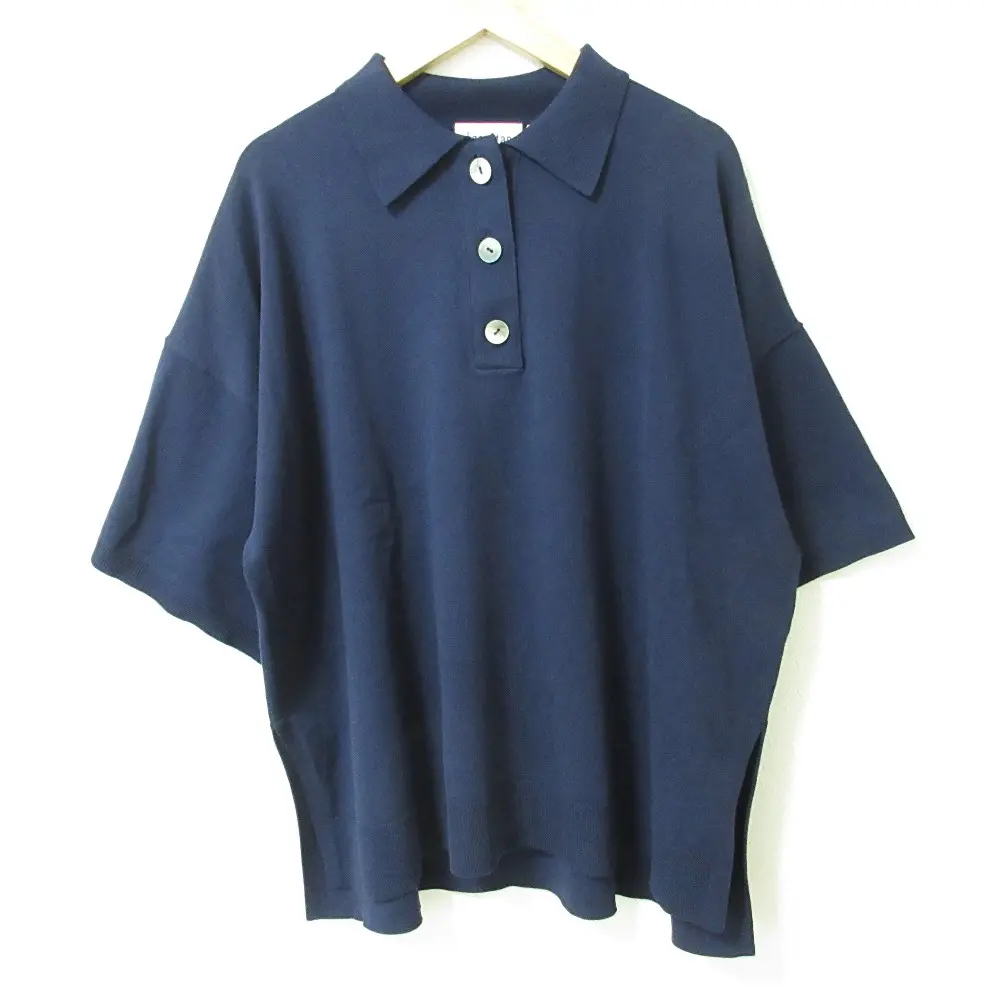 25SS nagonstans ナゴンスタンス knit polo pullover オーバーサイズ ニット 470IS170-1421 サイズM ネイビー 