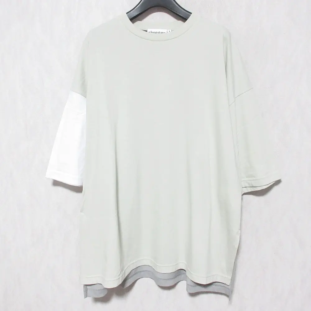 25SS nagonstans ナゴンスタンス ショートスリーブ Tシャツ カットソー 470IS480-0891 サイズM ベージュ グレー