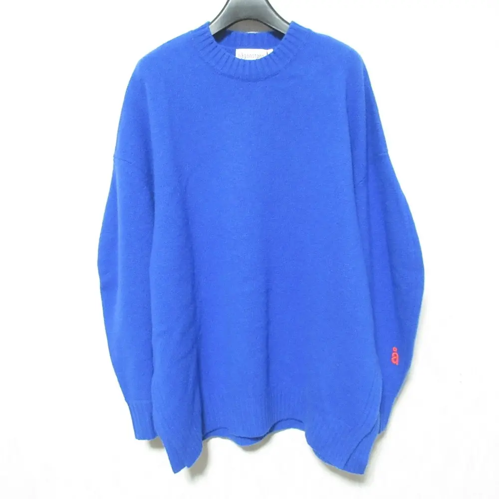 nagonstans ナゴンスタンス form pullover ウール ロゴ刺繍 ニット セーター 470GS470-0160 サイズM ブルー