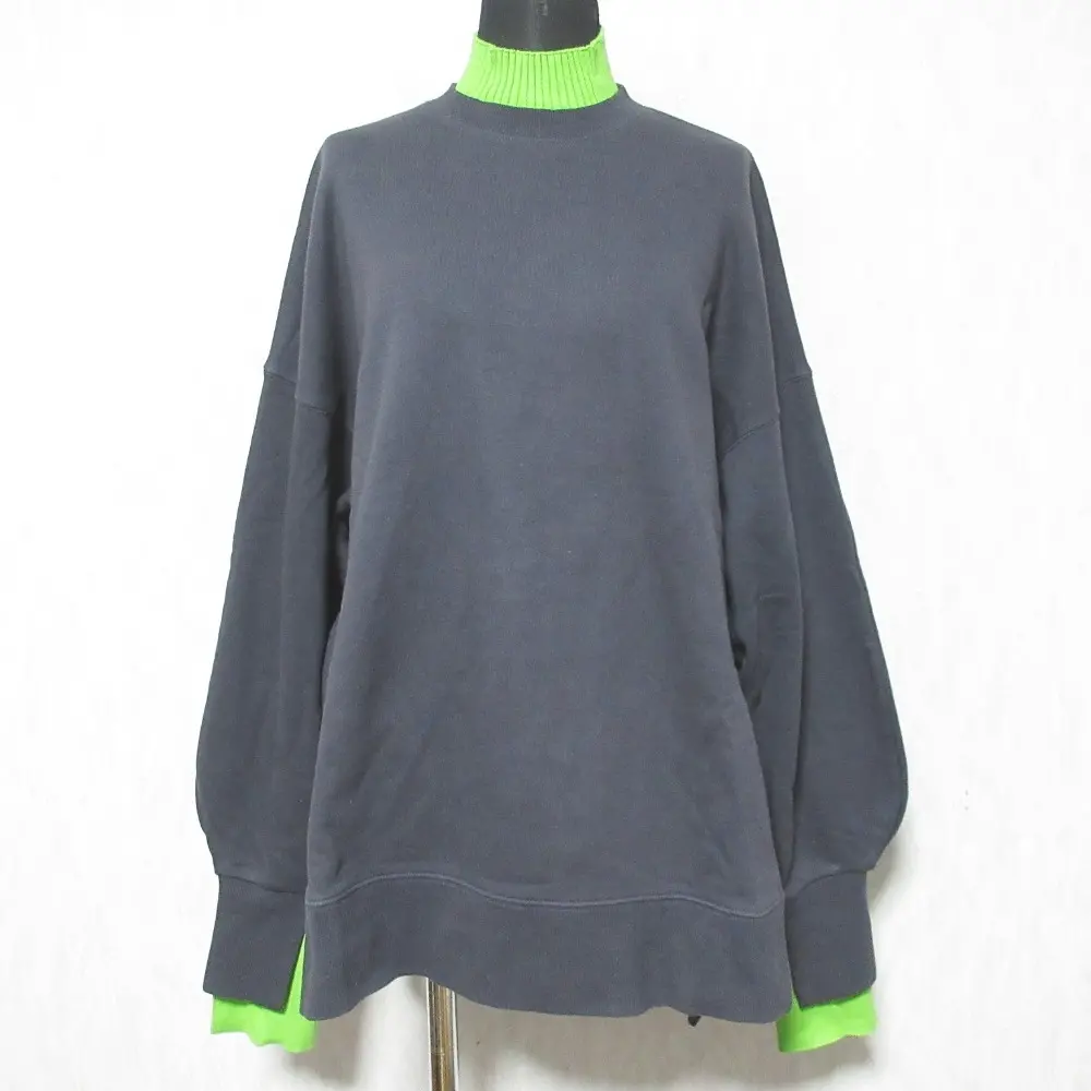 23SS nagonstans ナゴンスタンス Layered-Neck Pullover スウェットトレーナー 470GS480-0460 サイズM ダークグレー