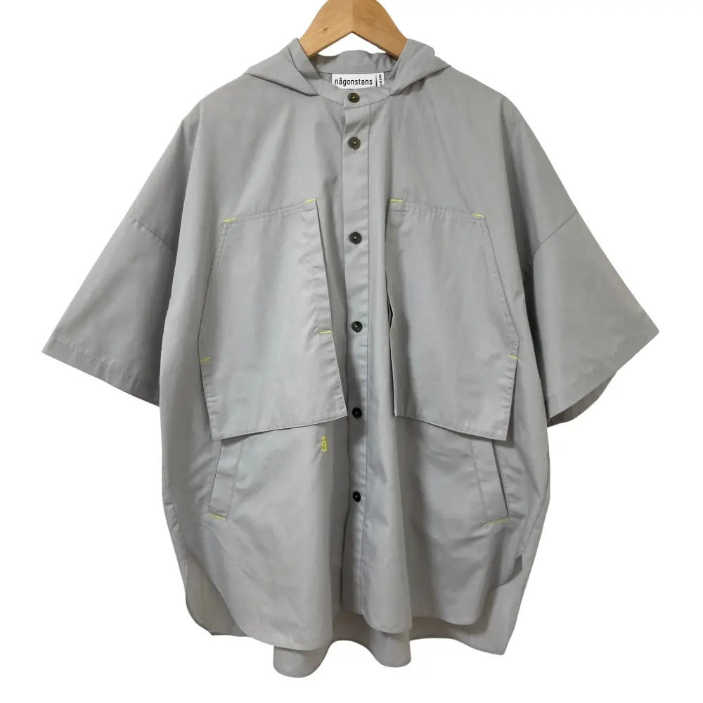 24AW nagonstans ナゴンスタンス hoodie shirt 半袖 フーデッド シャツ 470HA430-0320 サイズM グレー