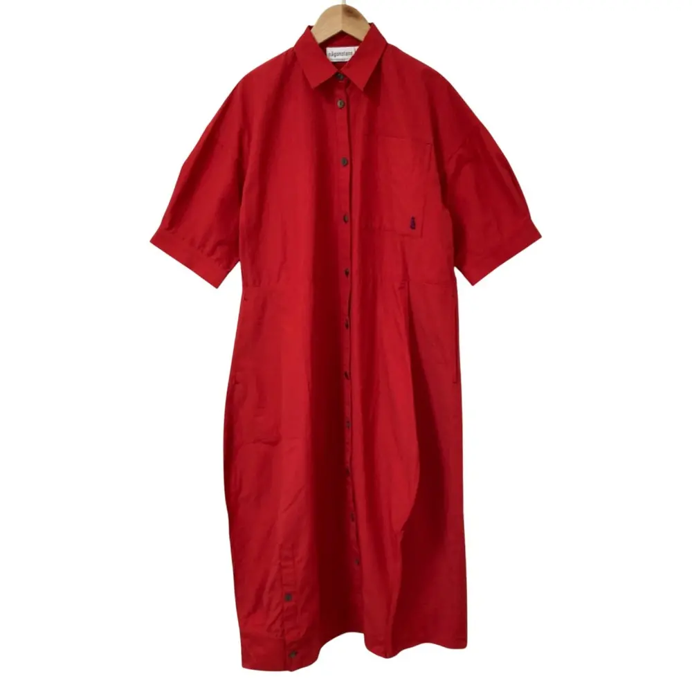 24AW nagonstans ナゴンスタンス 6/4クロス アシンメSH DRS シャツワンピース サイズS レッド
