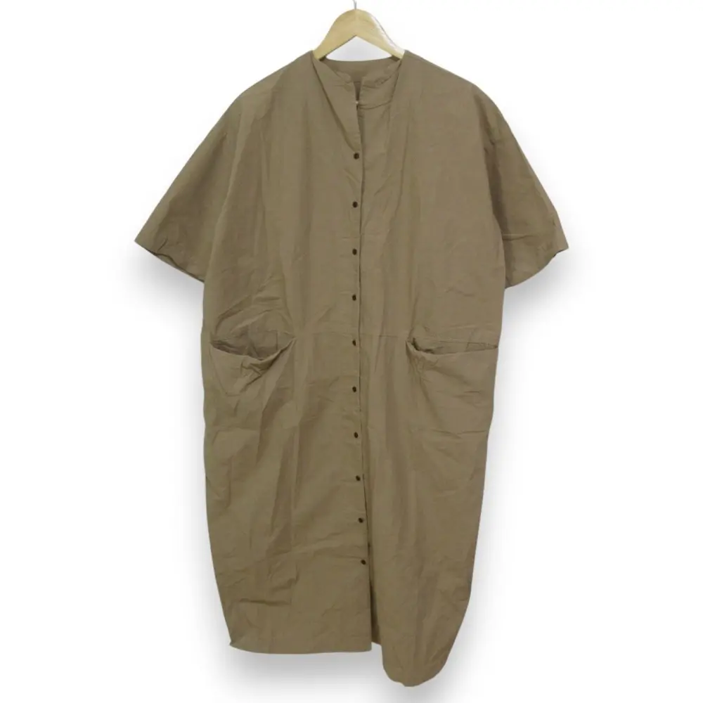 20SS nest Robe ネストローブ  スペシャルフィニッシュコットンラミー ミモレ丈 コクーンワンピース F ベージュ