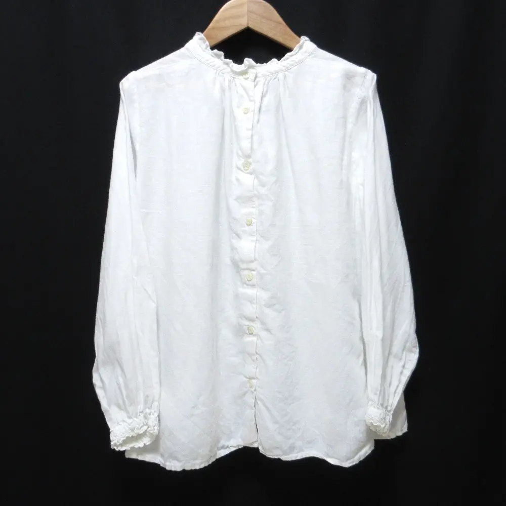 nest Robe ネストローブ 定番モデル リネンスタンドフリルブラウス 2WAY 長袖 シャツ 01175-1112-33 F ホワイト