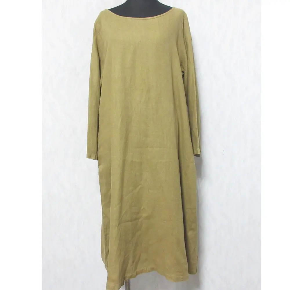 nest Robe ネストローブ 2WAY 長袖 ロング丈 ミモレ丈 リネンシャツワンピース 01134-1076 ベージュ系