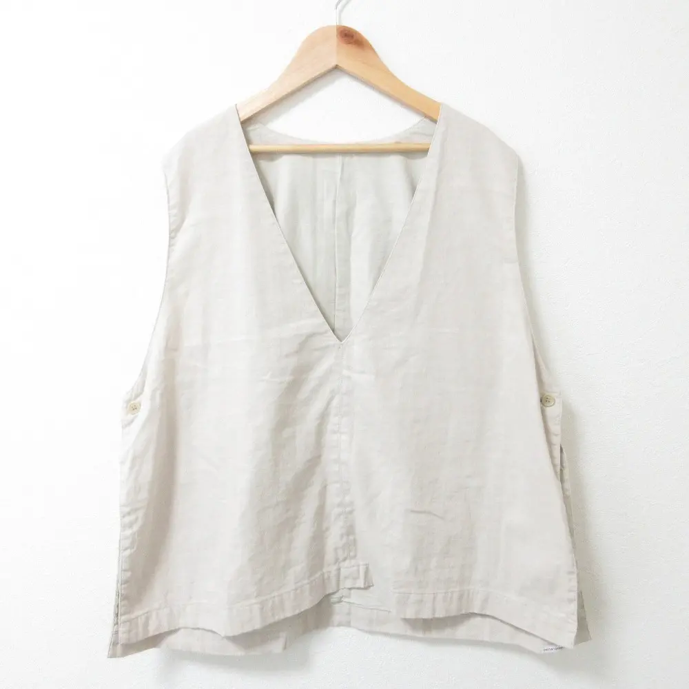 22SS nest Robe ネストローブ UPCYCLELINO リネンコットン サイドオープン Vネックベスト 01221-1002 F ライトグレー